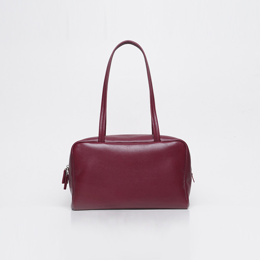 Luxury Bags With Silver Hardware - Mendy Genuine Leather Boston Bag Women