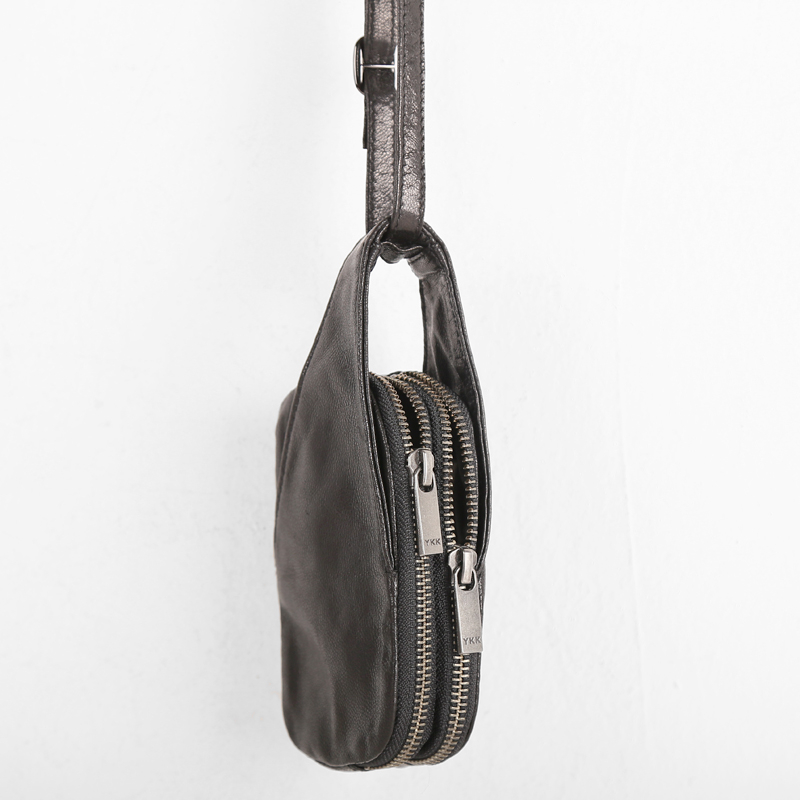 Luxury Bags With Zipper - Mini Hanging Neck Bag Genuine Leather
