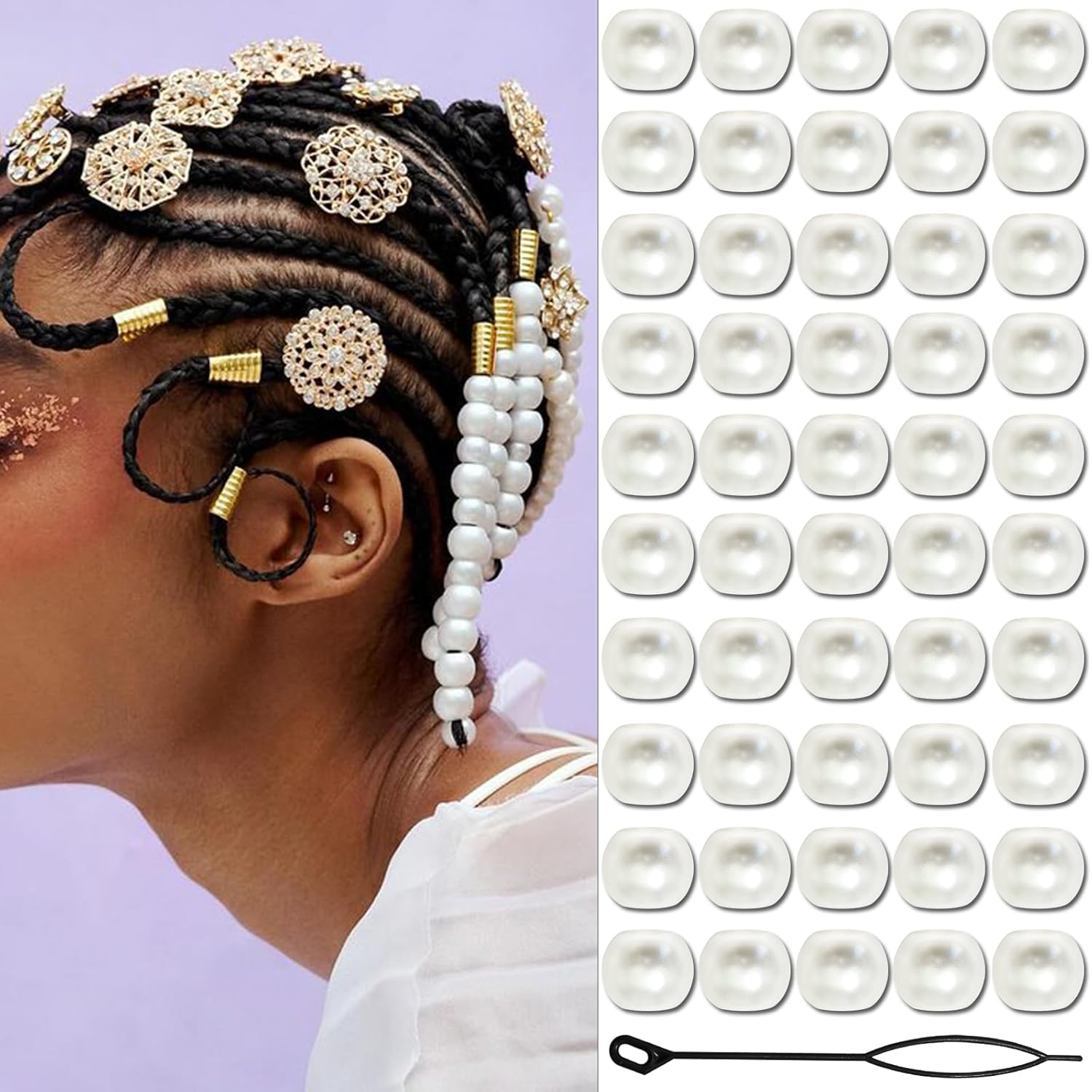 Luxury Bags White - 50PCS Hair Beads for Braids Pearl