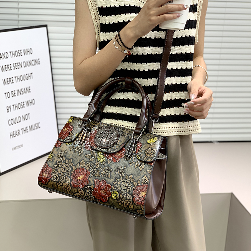 Luxury Bags That Are Vegan - Vintage Floral Embossed Tote Bag for