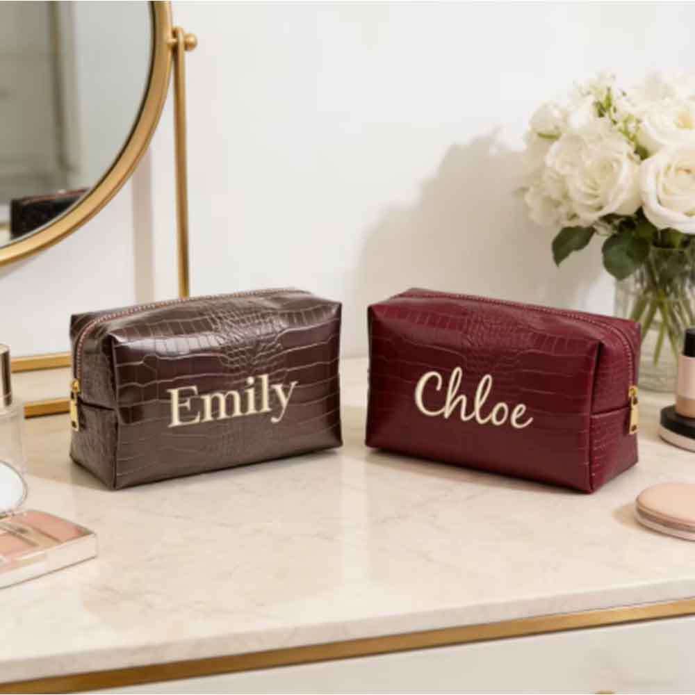 Embroidered Croc Makeup Bag Pe - Luxury Bags That Are Vegan review and price