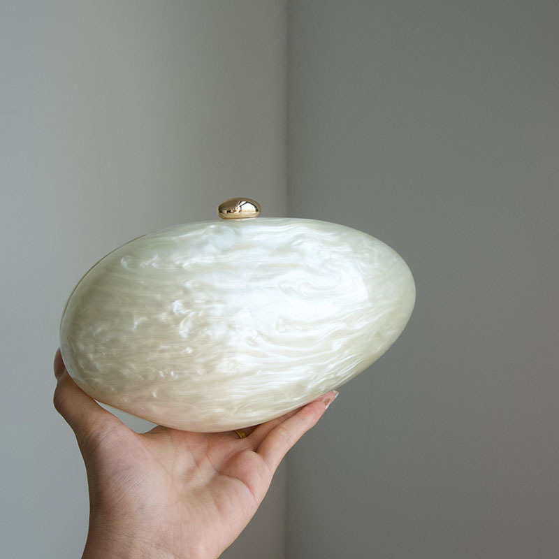 Oval Marble Beige Shell Acryli - Luxury Bags Girls review and price