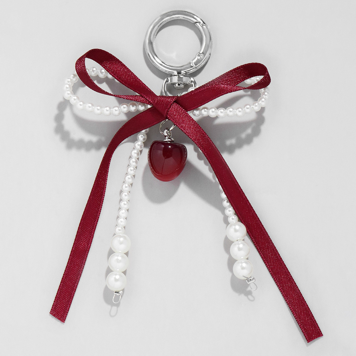 Wine Red Ribbon Cherry Pendant - Luxury Bags White review and price