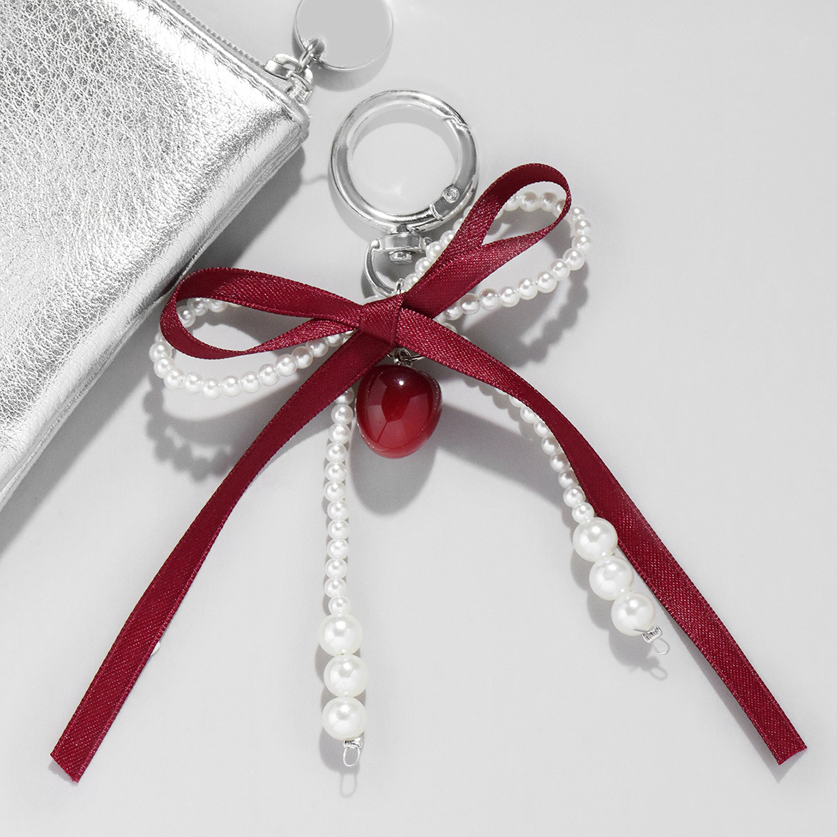 Wine Red Ribbon Cherry Pendant - Luxury Bags White review and price