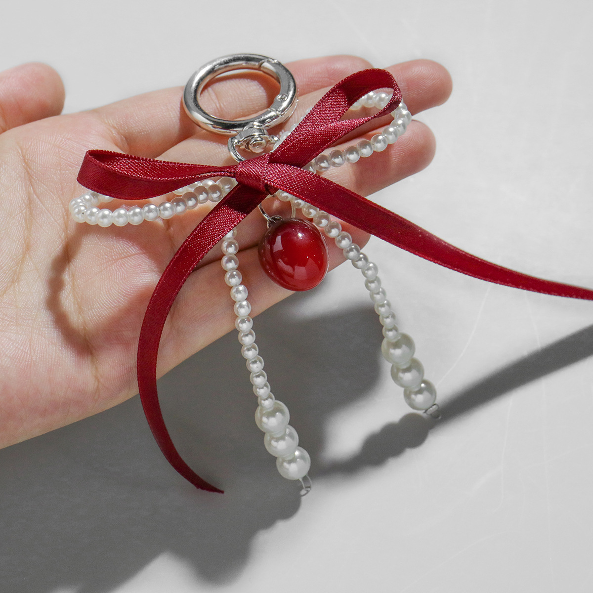 Wine Red Ribbon Cherry Pendant - Luxury Bags White review and price