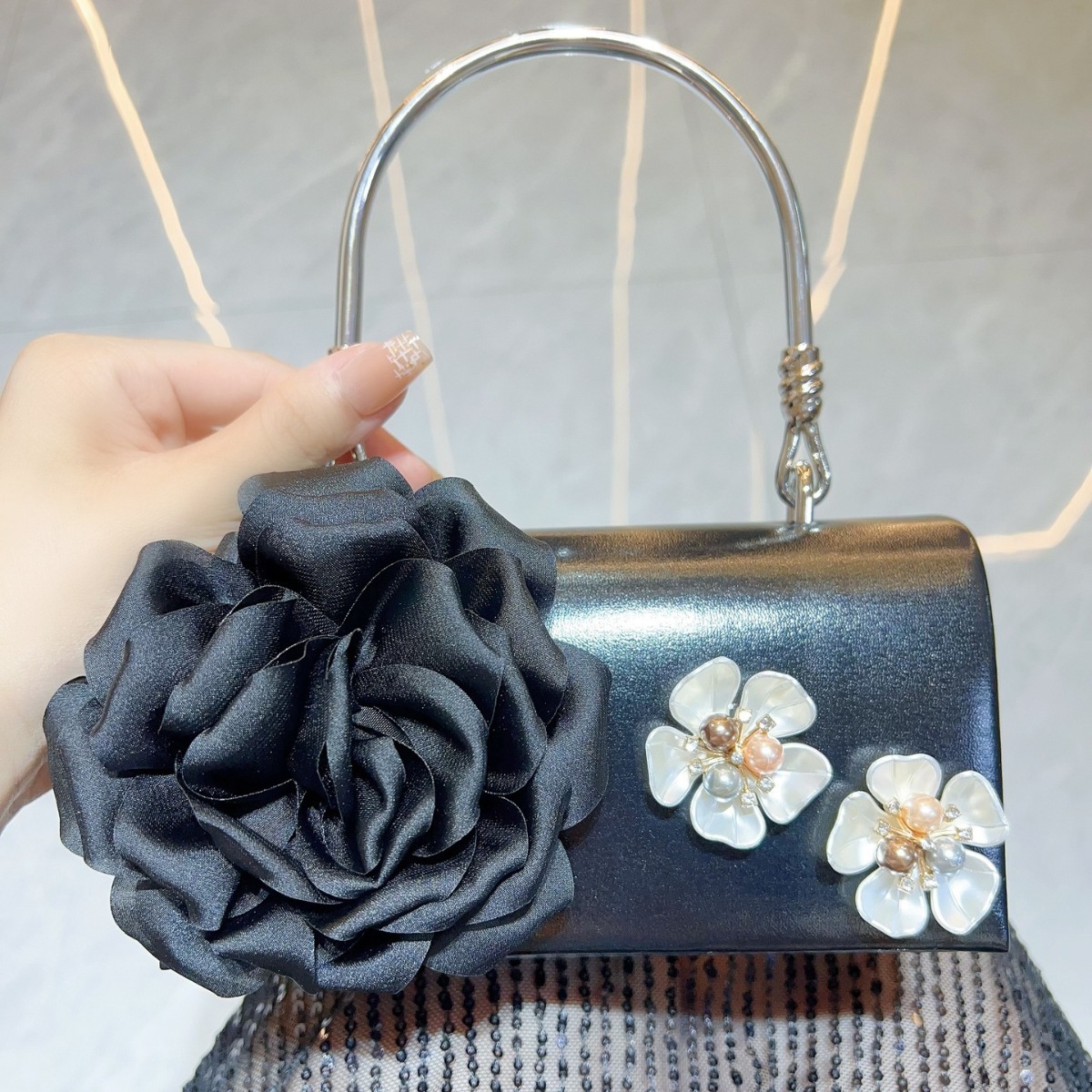 Luxury Gold 3D Flower Clutch B - Luxury Bags White review and price