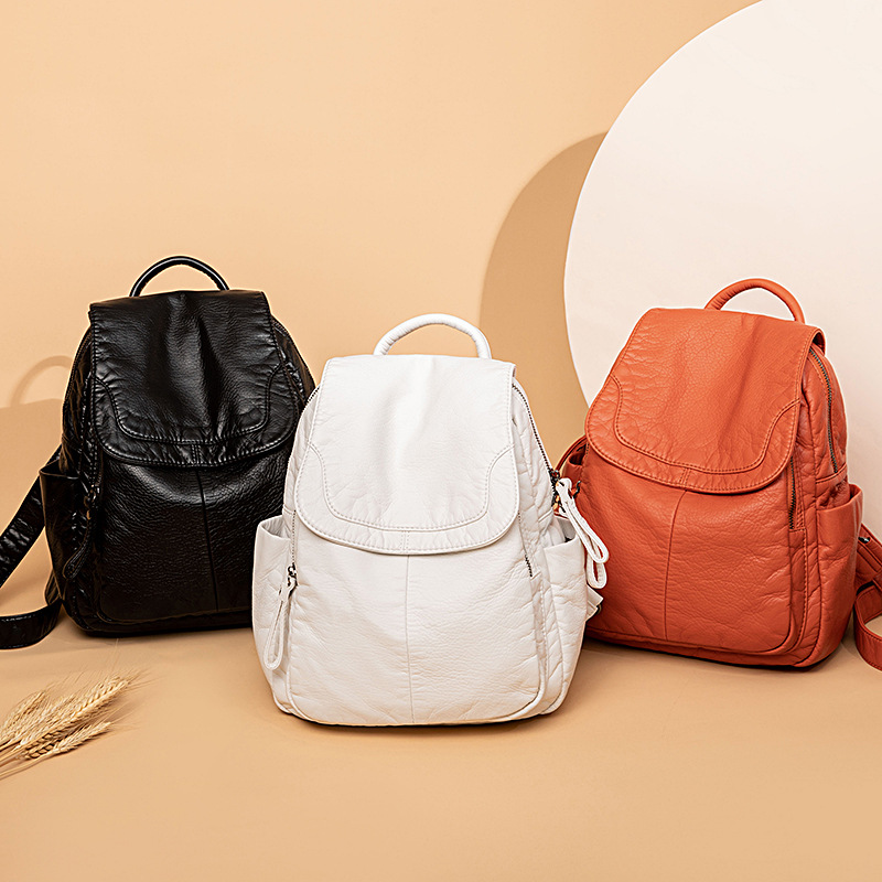 Women's Backpack White Washed  - Luxury Bags White review and price