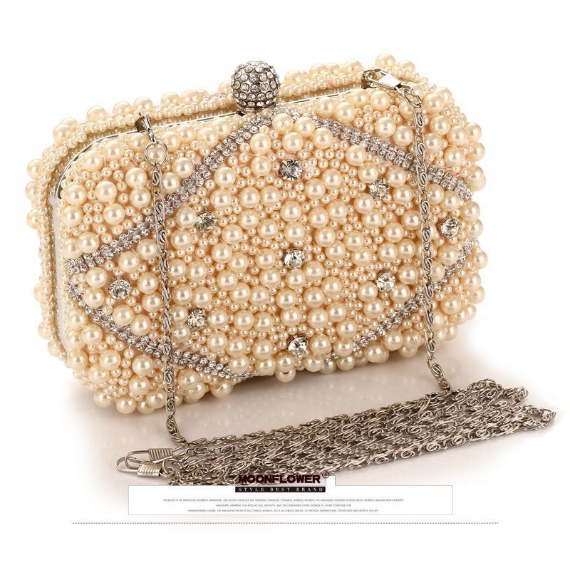 Luxury Crystals Beaded Pearl E - Luxury Bags White review and price