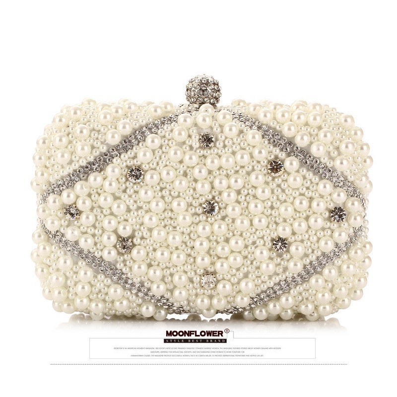 Luxury Crystals Beaded Pearl E - Luxury Bags White review and price