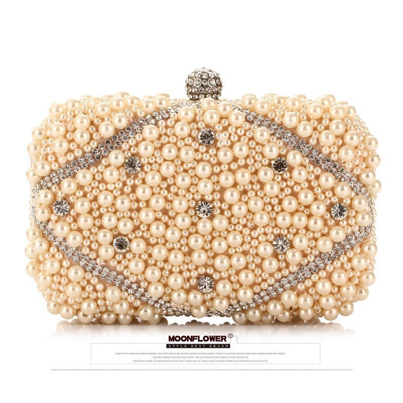Luxury Crystals Beaded Pearl E - Luxury Bags White review and price
