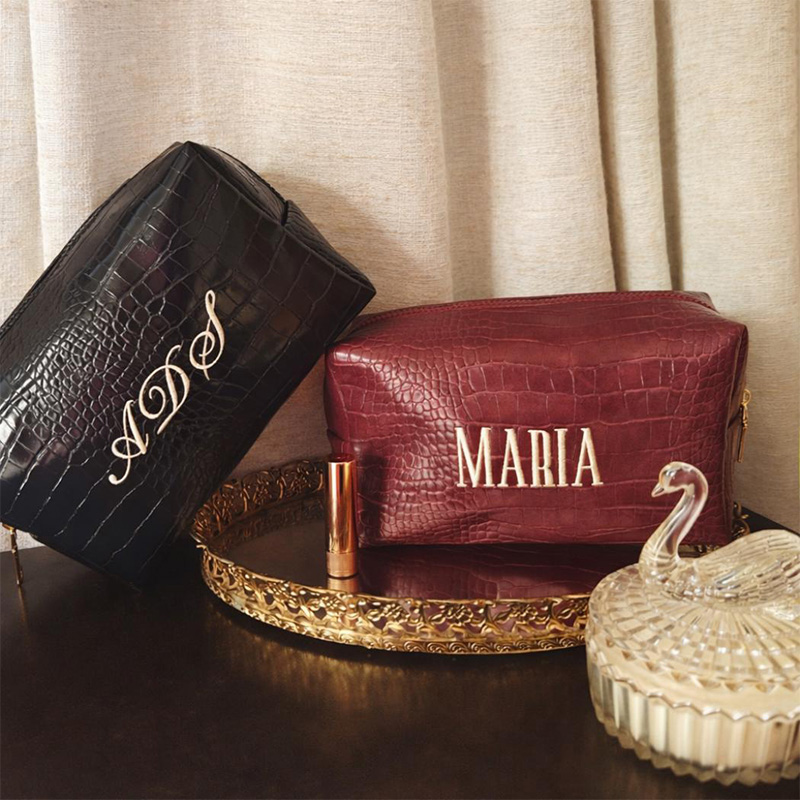 Embroidered Croc Makeup Bag Pe - Luxury Bags That Are Vegan review and price